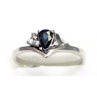ring silver 925 rhod with sapphire and CZ