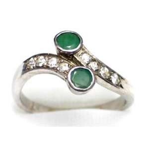 ring silver 925 with emerald and CZ