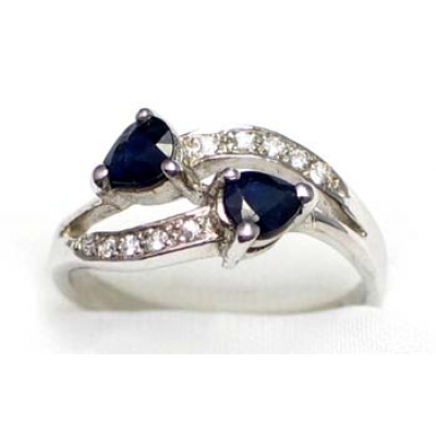 ring silver 925 with sapphire and CZ