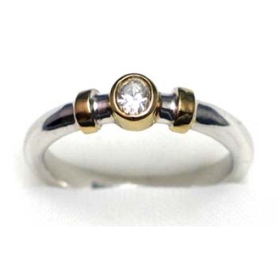 ring silver 925 with gold 9K and CZ